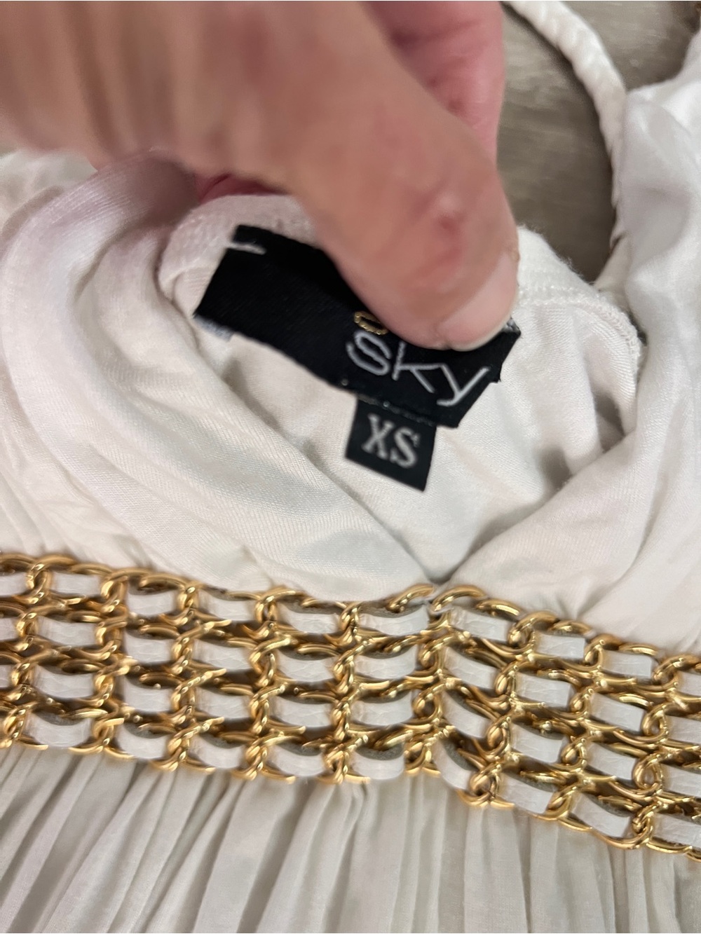 Sky Vintage Y2K White Gold Chain Cami Top, Size XS - Picture 4 of 6